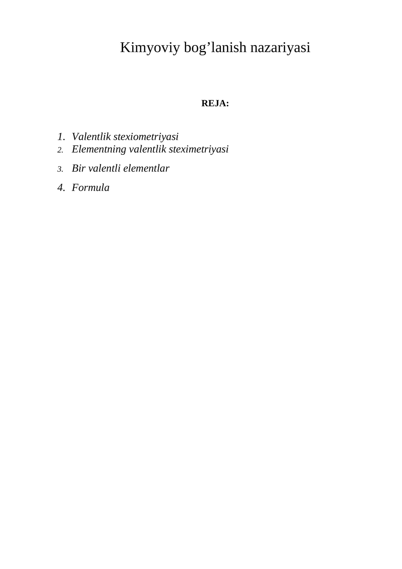 Kimyoviy bog’lanish nazariyasi 1