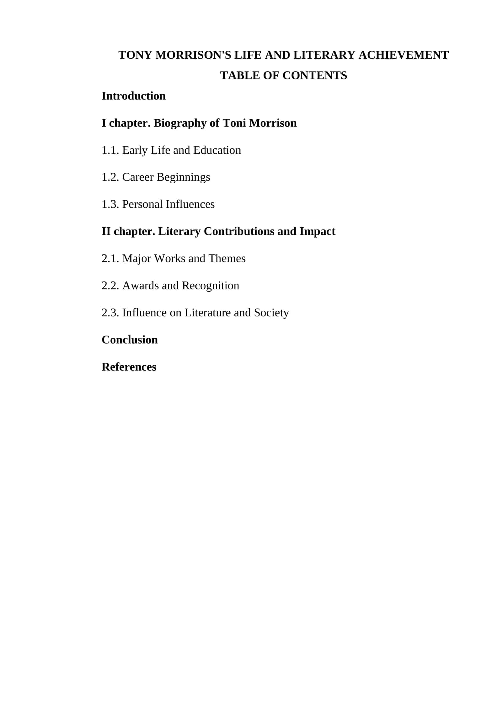 TONY MORRISON'S LIFE AND LITERARY ACHIEVEMENT 1