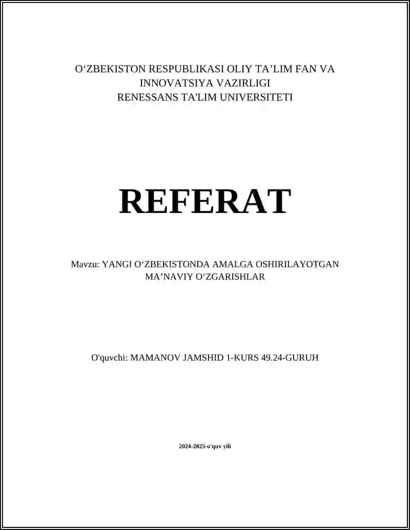 Ma'naviy Tiklanish Jarayonlari