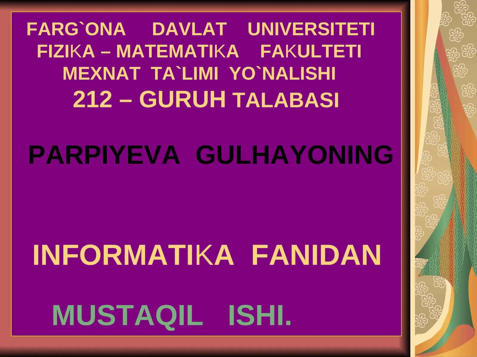 FIZIKA – MATEMATIKA FAKULTETI 1