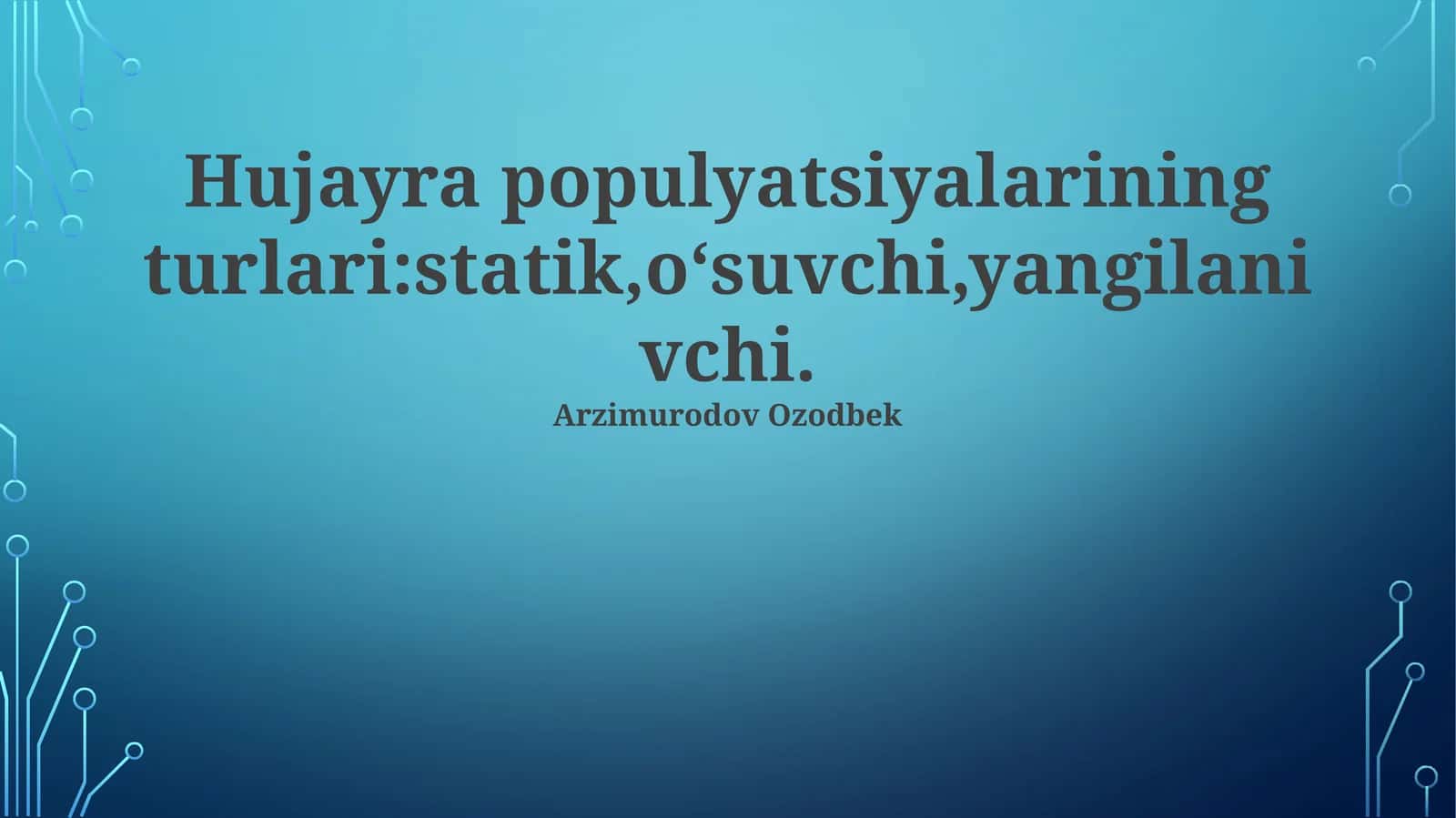 Statik Hujayra Populyatsiyalari 1