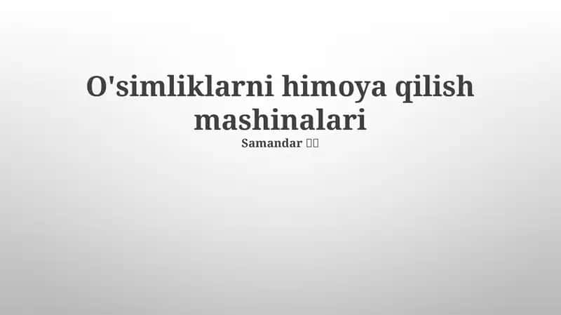 O'simliklarni himoya qilish mashinalari 1