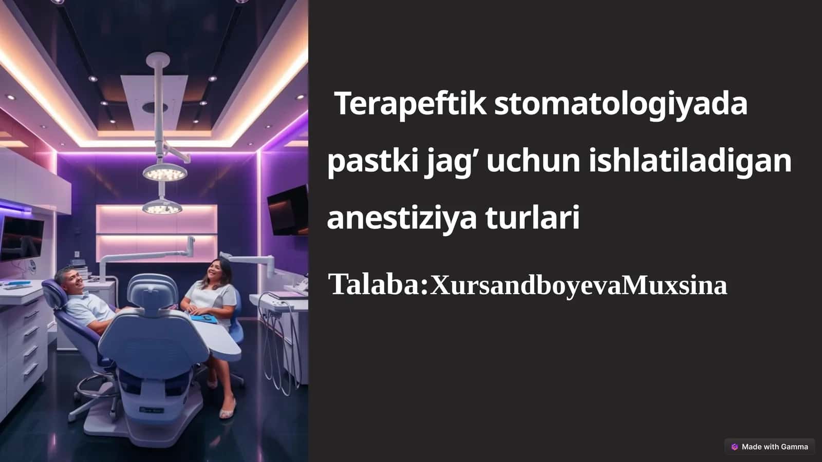 Stomatologiyada patstki jagʻda oʻtkaziladigan oʻrinsizlantirish haqida 1