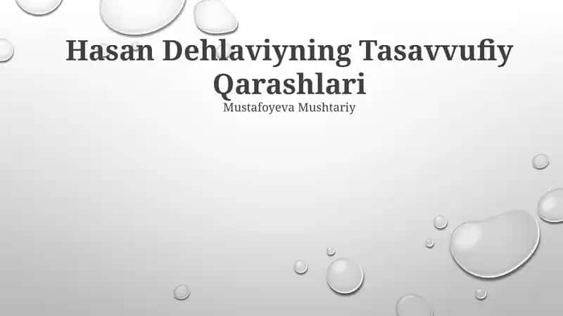 Hasan Dehlaviyning Tasavvufiy Qarashlari