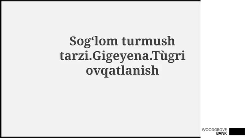 Sog'lom Turmush Tarzi Asoslari 1