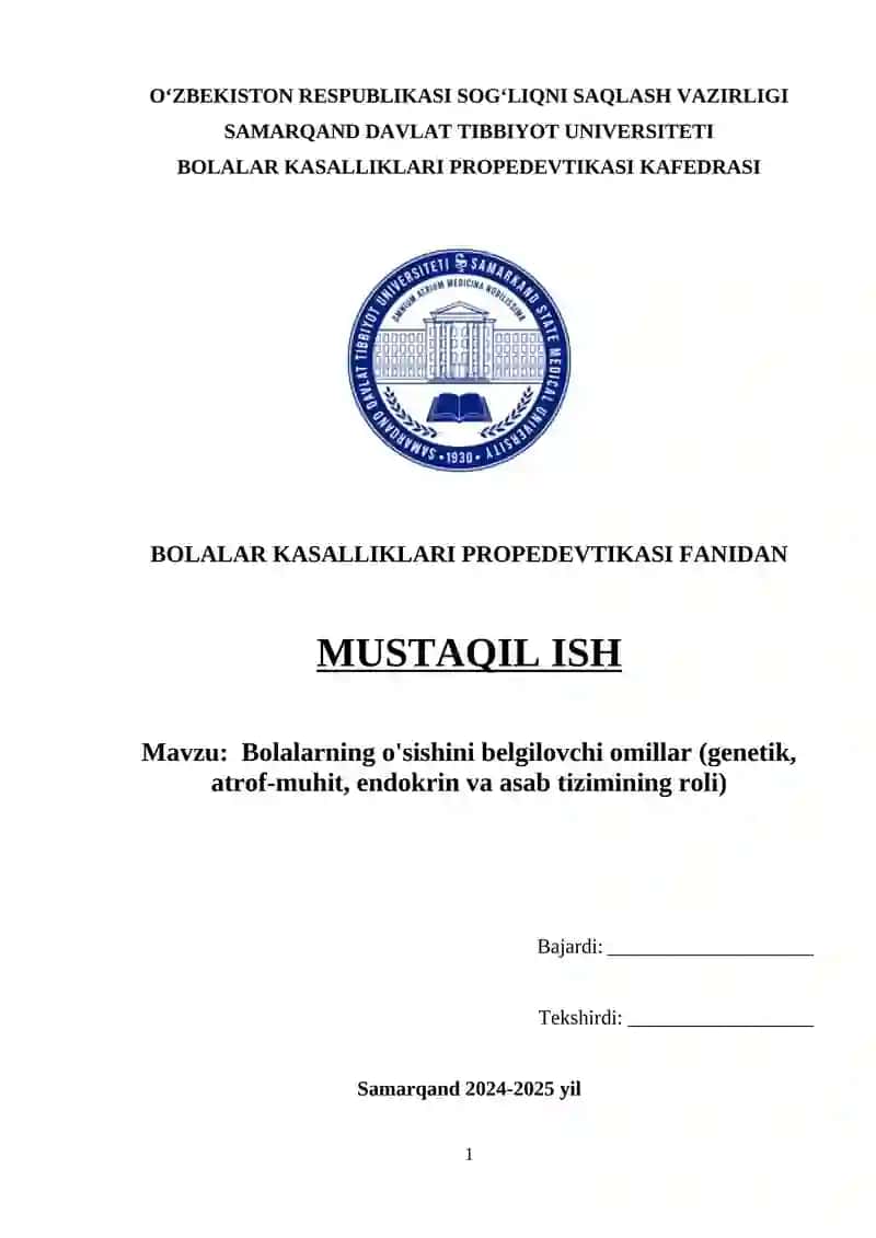Bolalar o'sish jarayoni