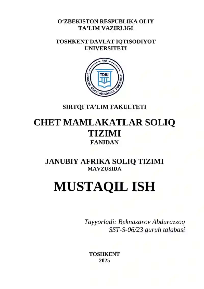 Janubiy Afrika Respublikasi soliq tizimi