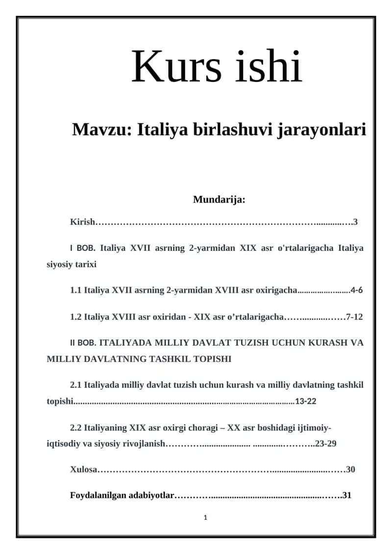 Italiya birlashuvi jarayonlari 1