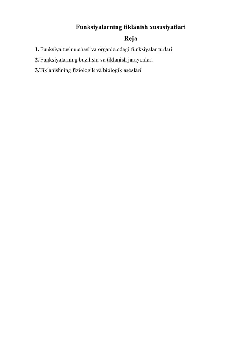 Funksiyalarning tiklanish xususiyatlari 1