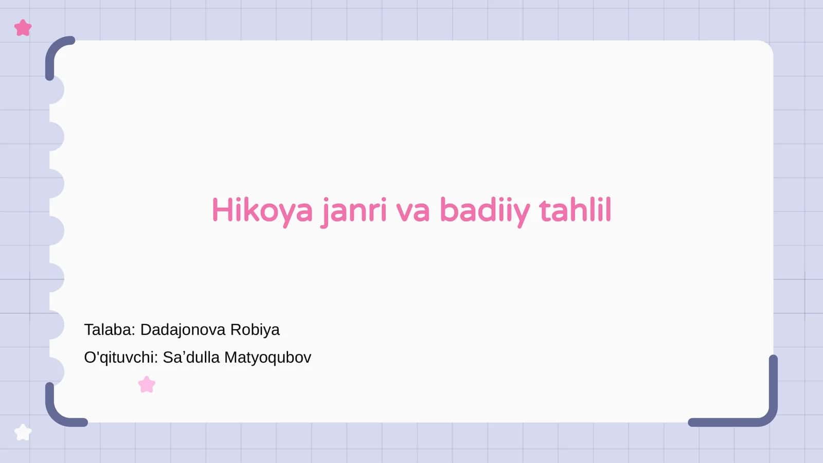 Hikoya janri va badiiy tahlil 1
