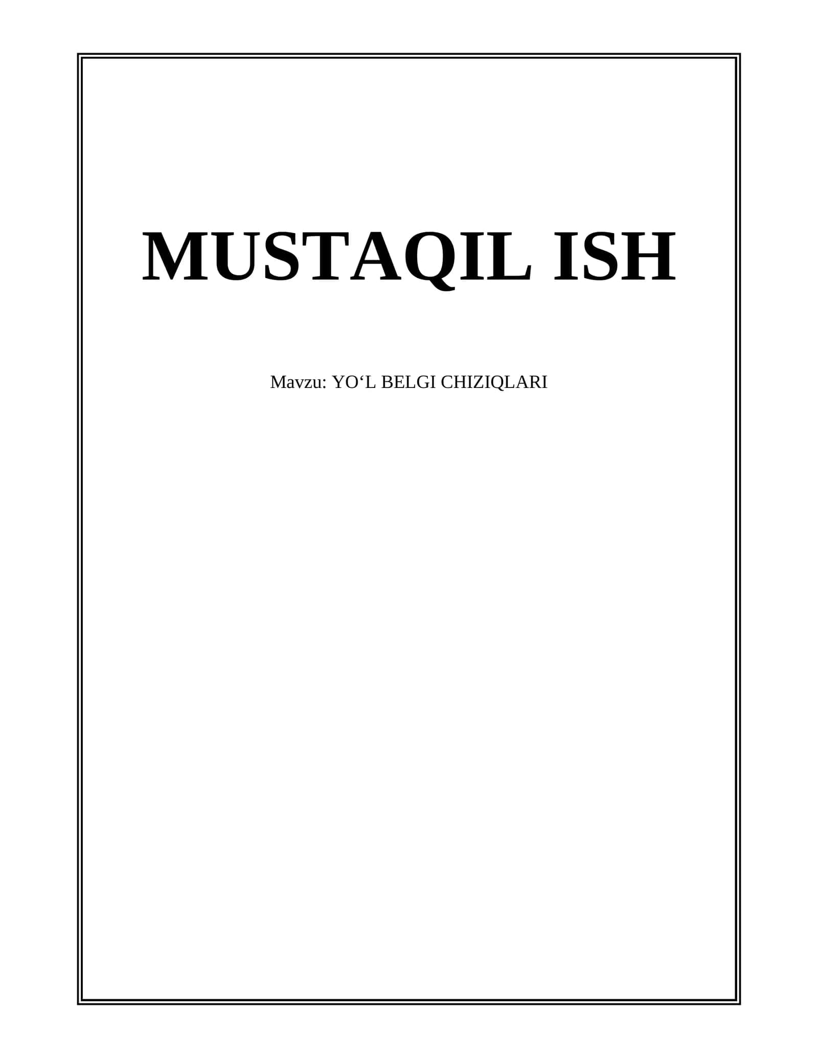 YOʻL BELGI CHIZIQLARI 1