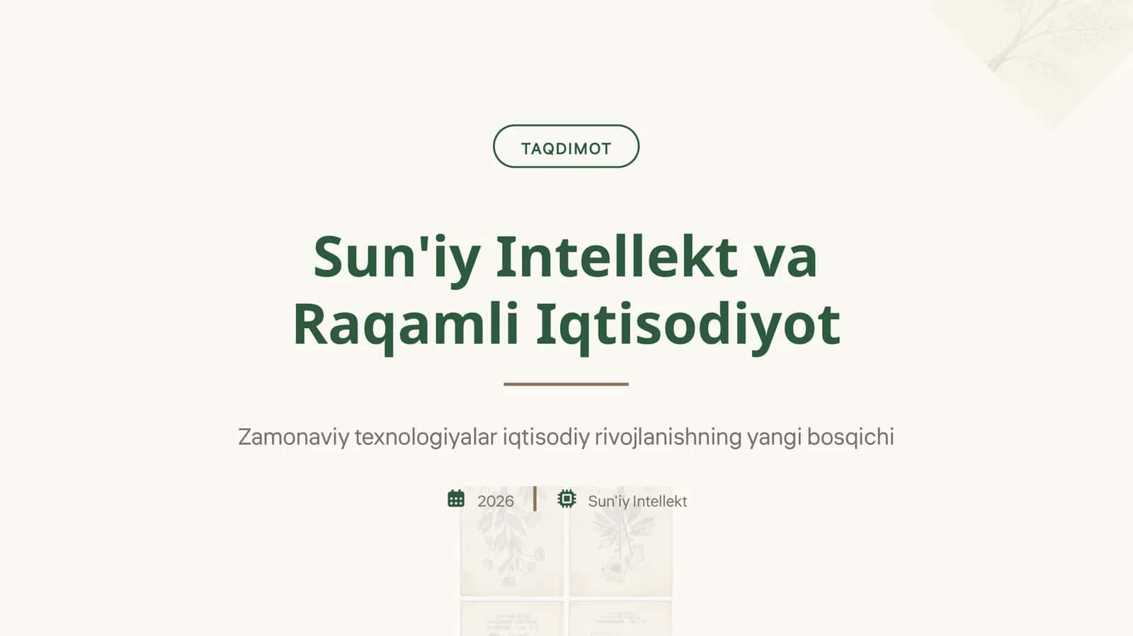 Sunʼiy intellekt va Raqamli Iqtisodiyot 1