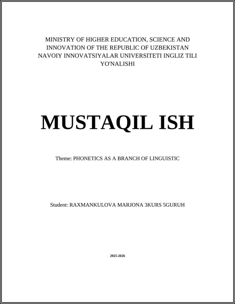 PHONETICS AS A BRANCH OF LINGUISTIC 1