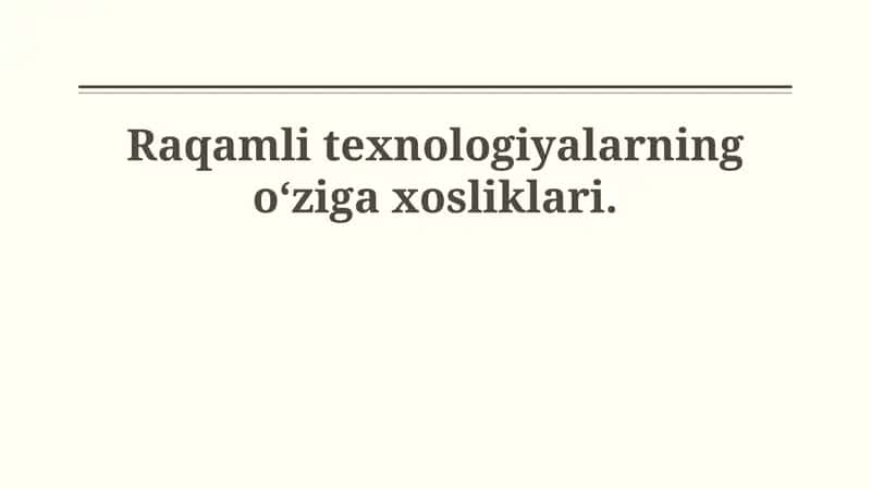 Raqamli texnologiyalar 1