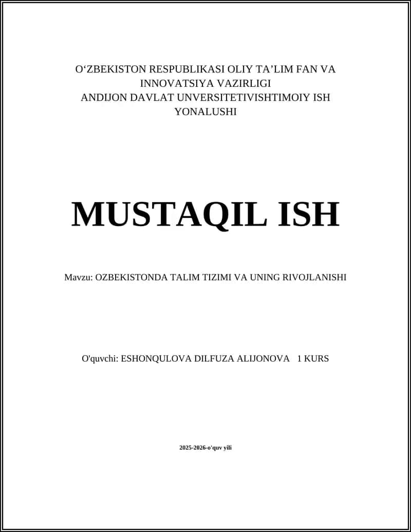 O'ZBEKISTONDA TALIM TIZIMI VA UNING RIVOJLANISHI 1