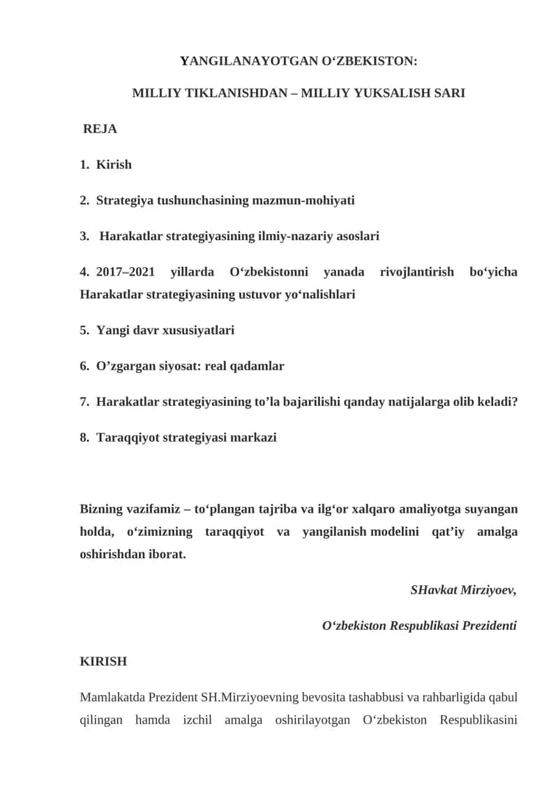 Harakatlar strategiyasi 1