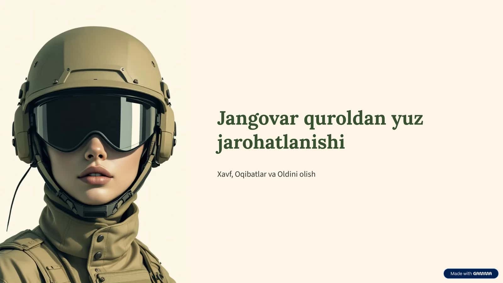 Jangovar quroldan yuz jarohatlanishi 1