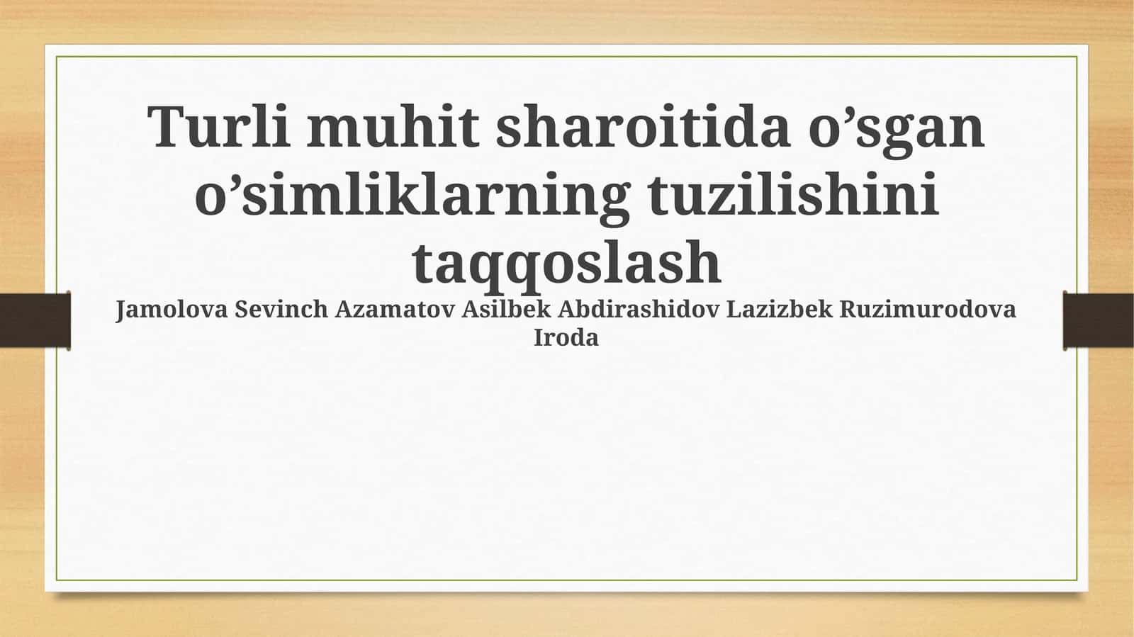 O'simliklar va ildiz ehtiyotlarni taqqoslash 1