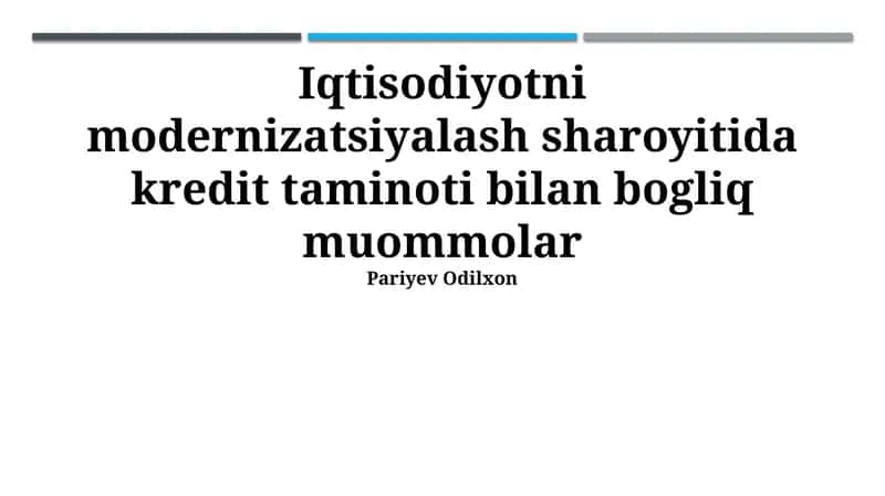 Kredit portfeli sifatining yomonlashuvi 1