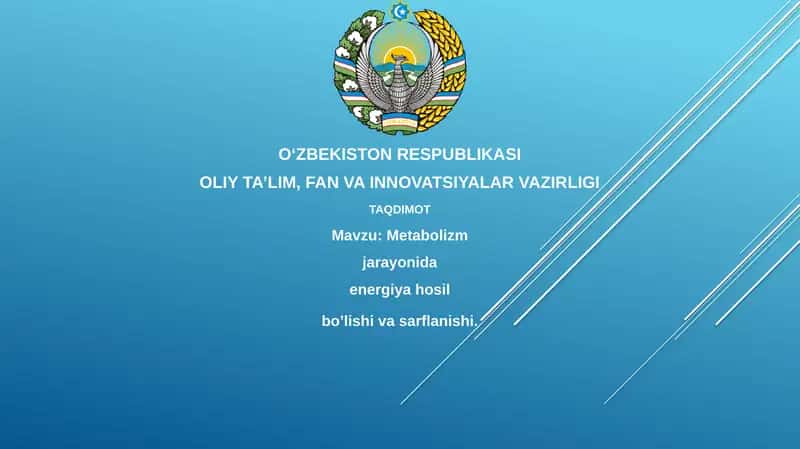 Metabolizm jarayonida energiya hosil bo'lishi 1