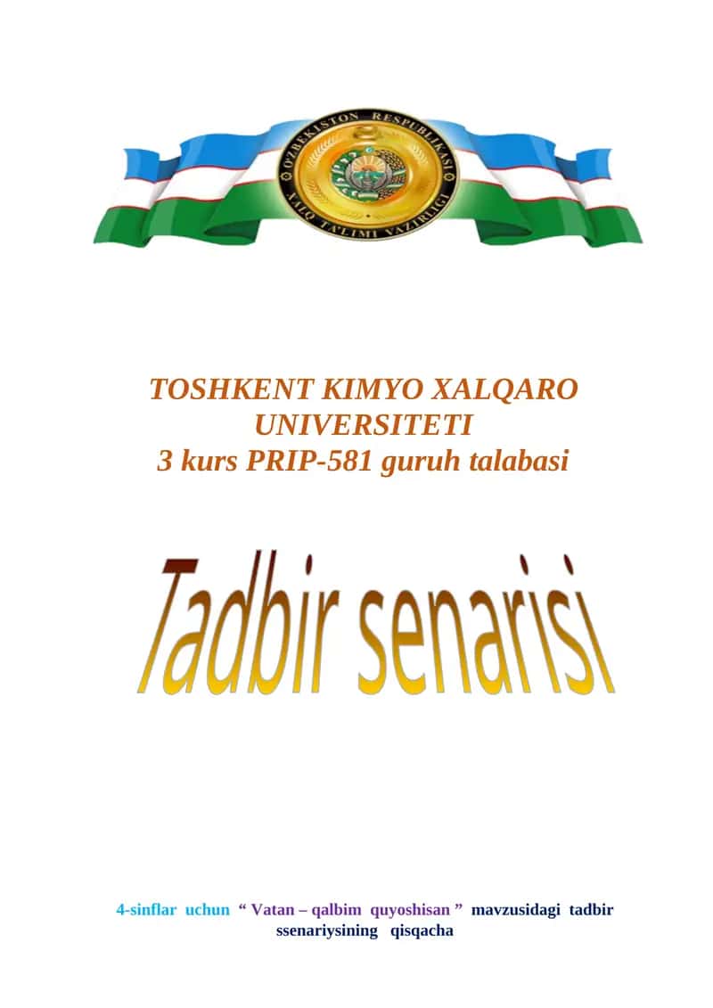 "Vatan – qalbim quyoshisan" tadbir ssenariysi 1