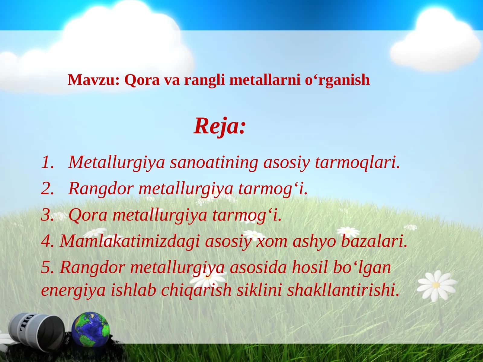 Qora va rangli metallarni o‘rganish 1