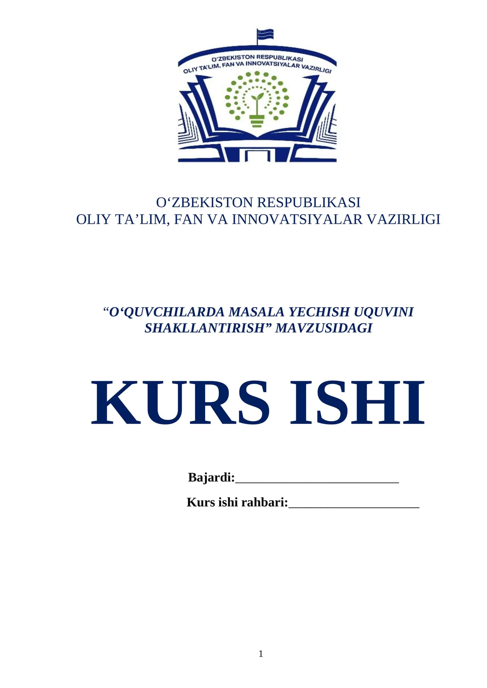 O‘QUVCHILARDA MASALA YECHISH UQUVINI SHAKLLANTIRISH 1