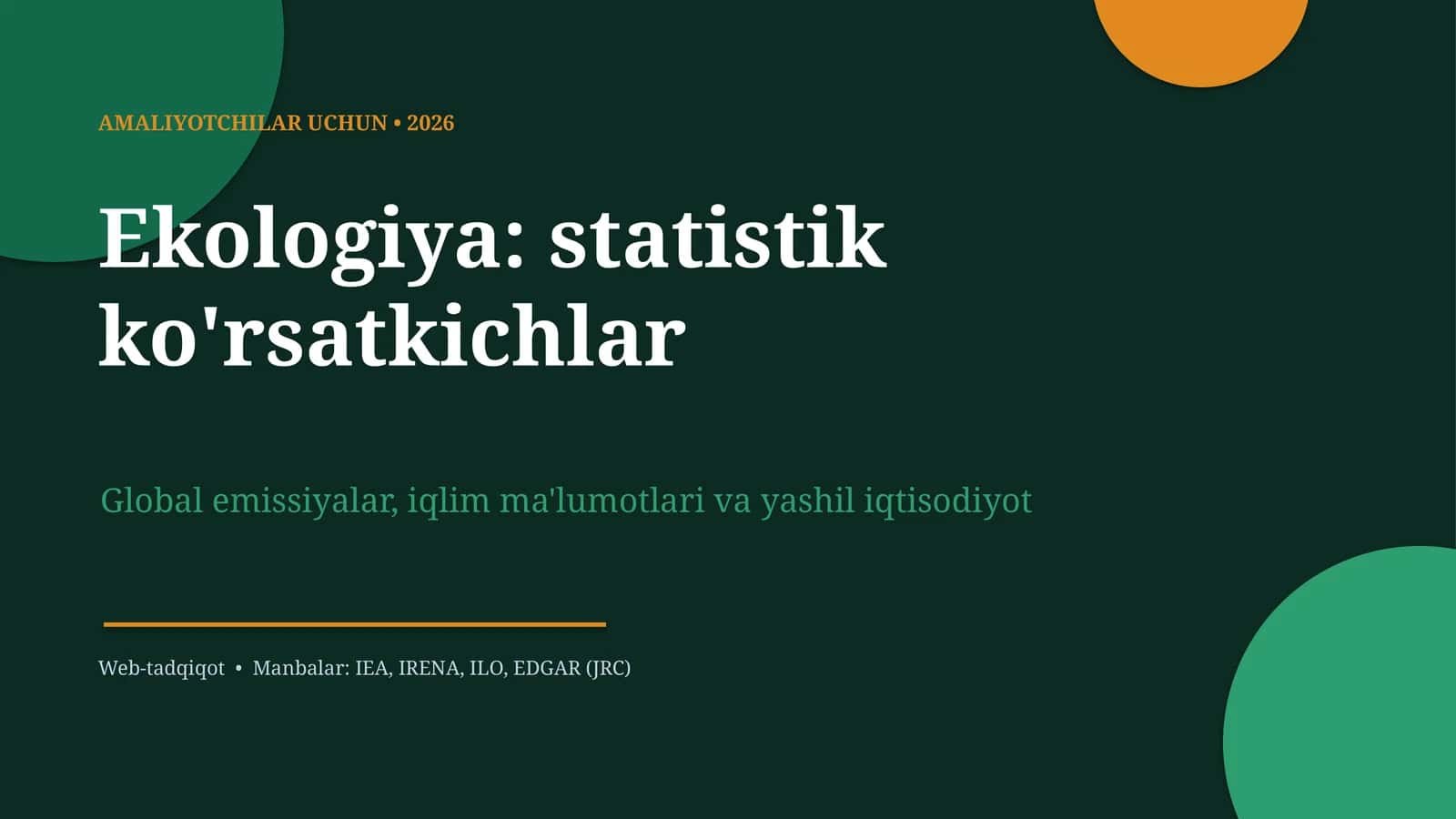 Ekologiya: statistik ko'rsatkichlar 1