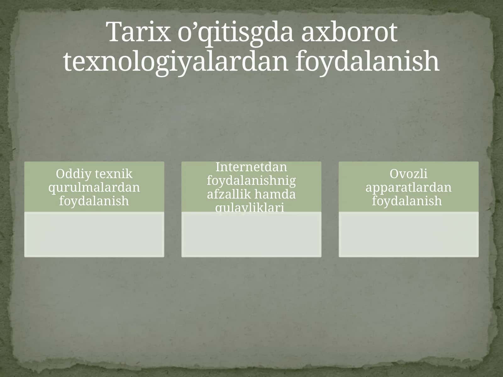 Tarix o’qitishda axborot texnologiyalardan foydalanish 1