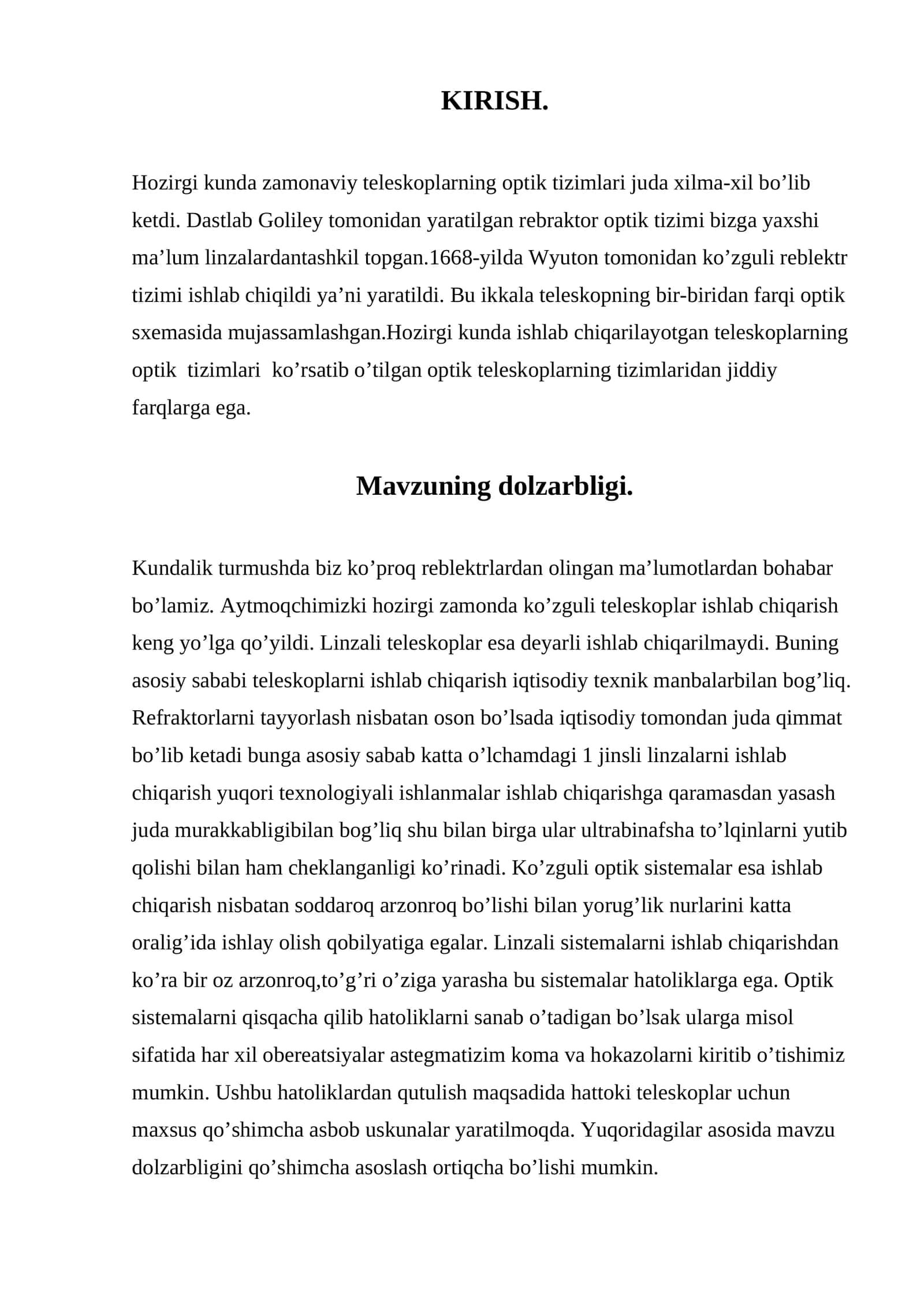 Mavzuning dolzarbligi 1