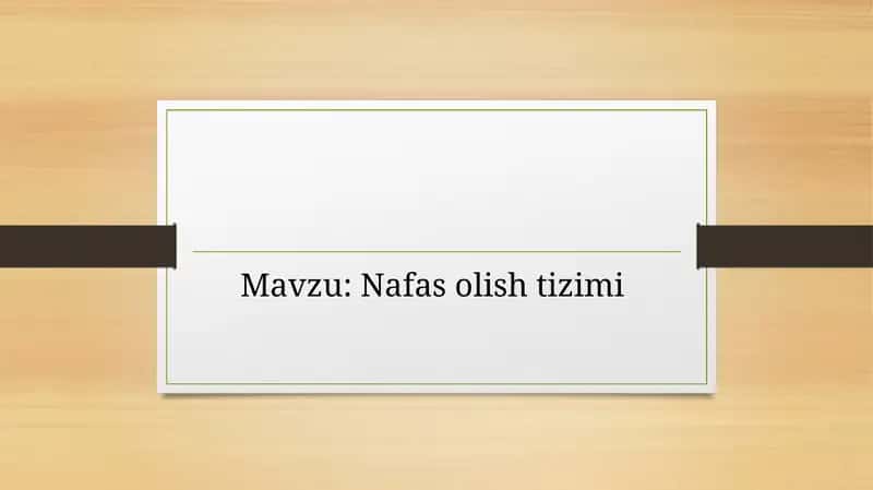 Nafas olish tizimi 1