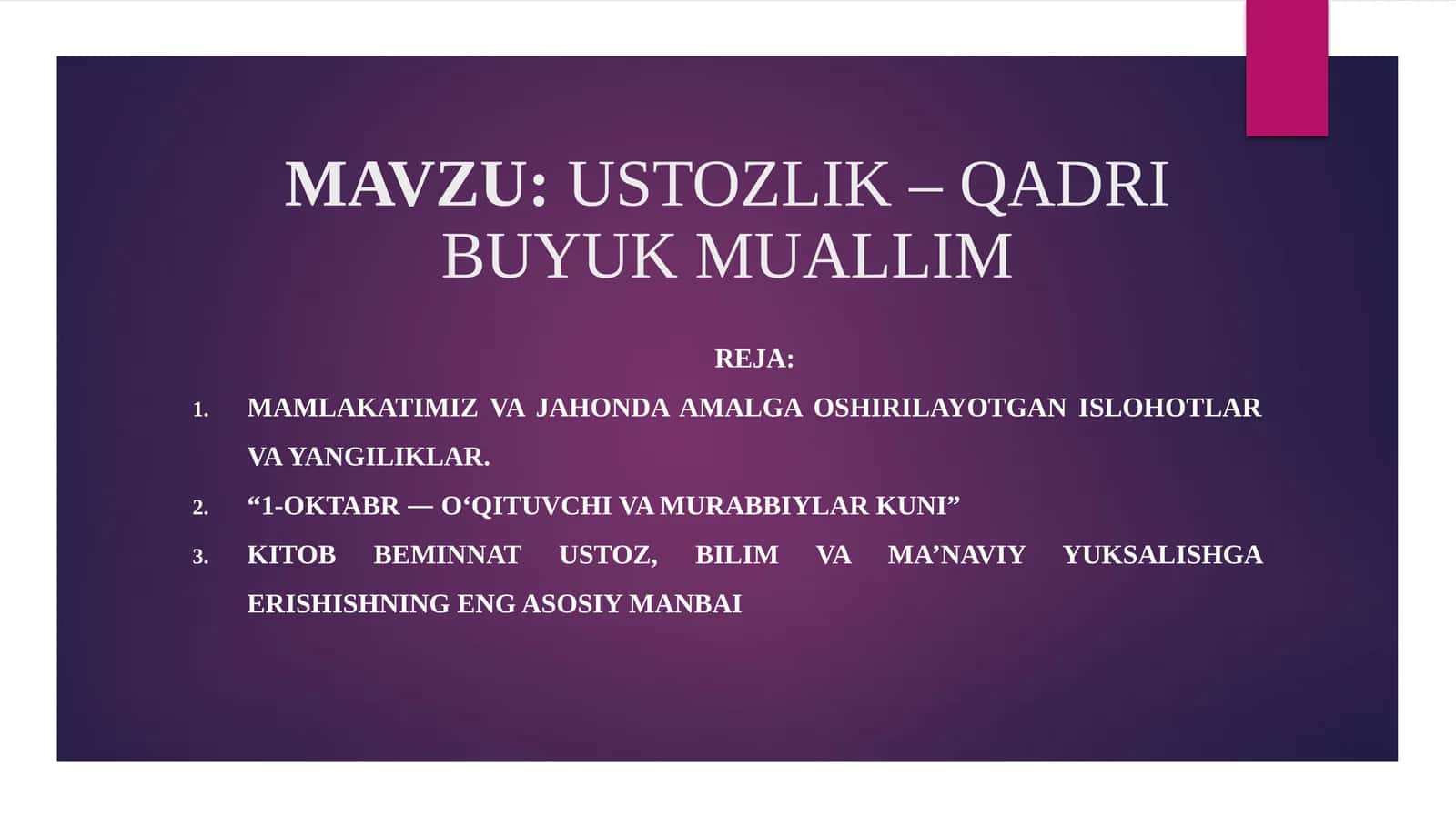 USTOZLIK– QADRI BUYUK MUALLIM 1
