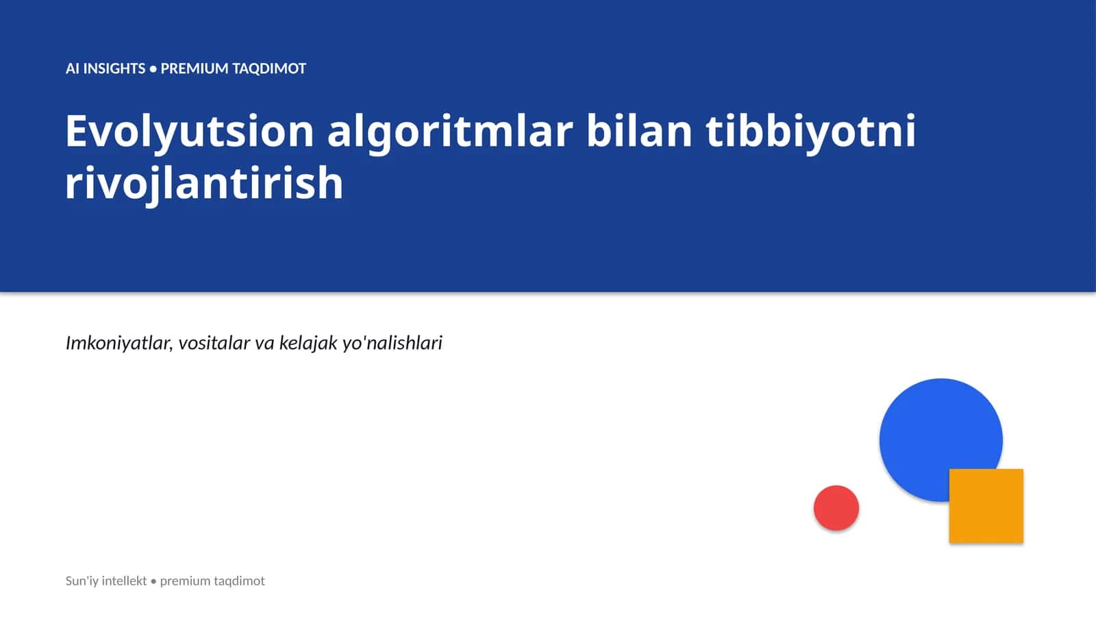 Evolyutsion algoritmlar bilan tibbiyotni rivojlantirish 1
