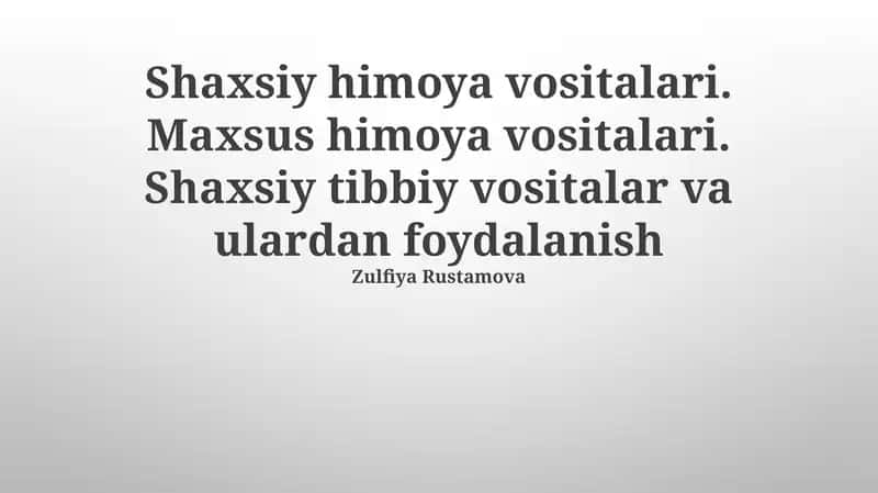 Shaxsiy himoya vositalari 1
