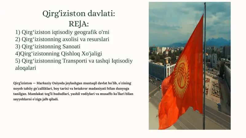 Qirgʻizistonning iqtisodiyoti va geografiyasi 1