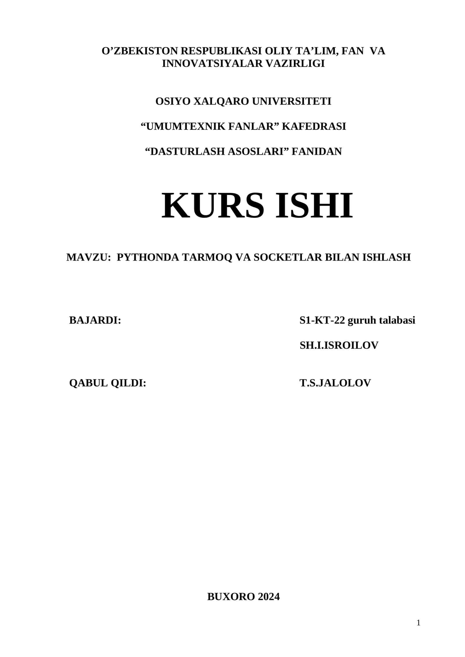 PYTHONDA TARMOQ VA SOCKETLAR BILAN ISHLASH 1