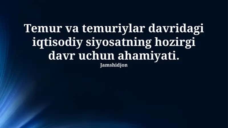 Temuriylar davri iqtisodiy siyosati 1