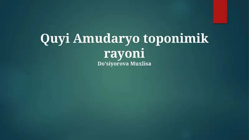 Quyi Amudaryo toponimik rayoni 1