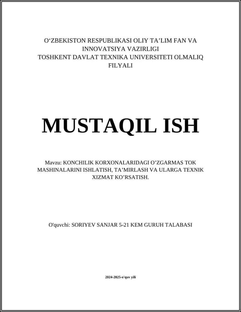 O'zgarmas tok mashinalari 1
