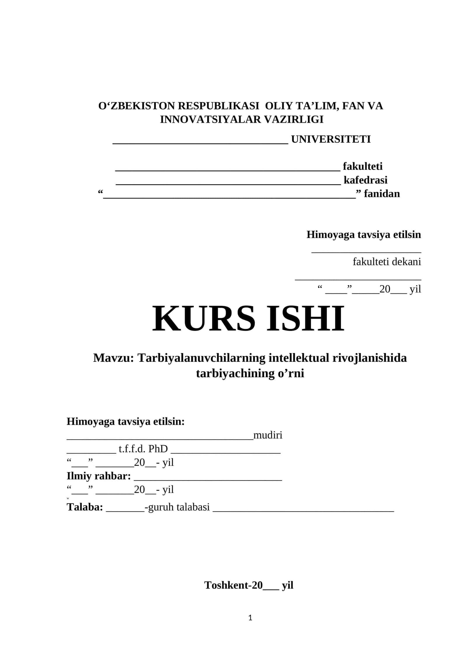 Tarbiyalanuvchilarning intellektual rivojlanishida tarbiyachining o'rni 1