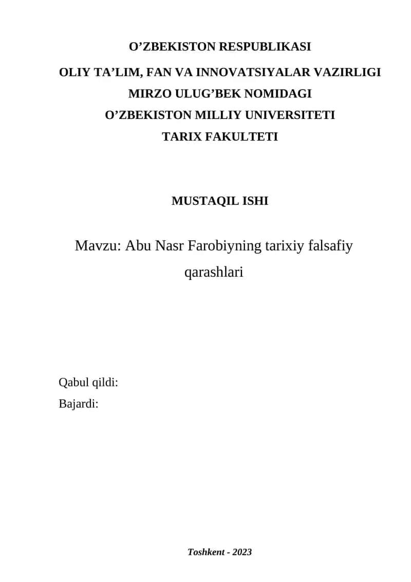 Abu Nasr Farobiyning tarixiy falsafiy qarashlari 1