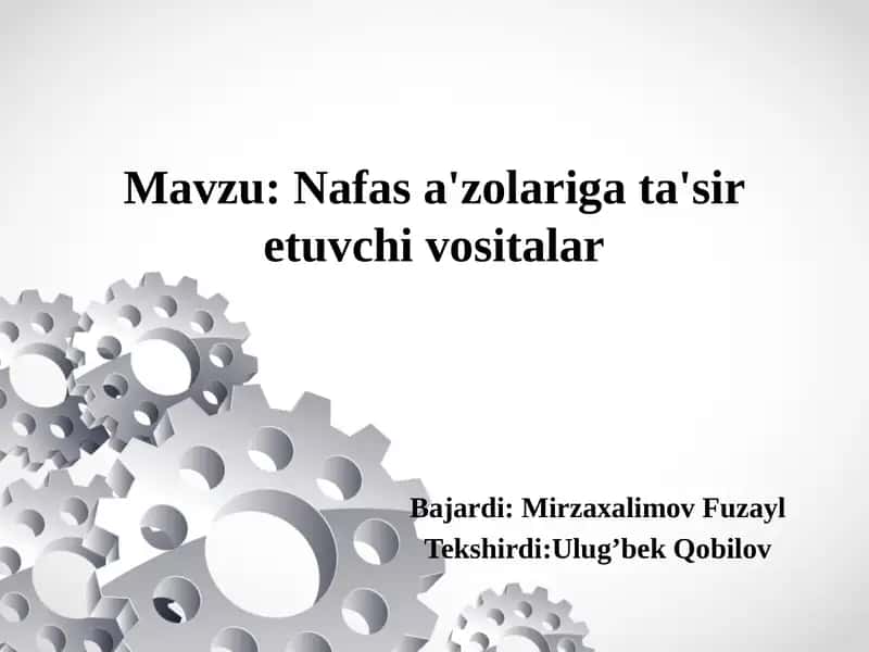 Nafas a'zolariga ta'sir etuvchi vositalar 1