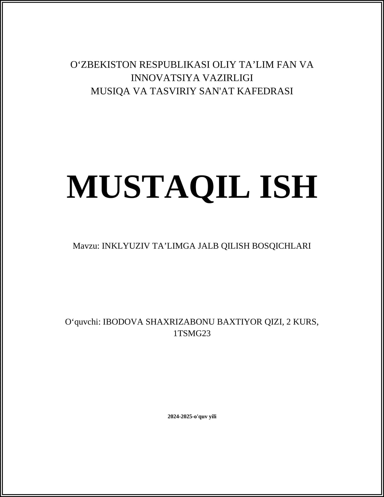 INKLYUZIV TA’LIMGA JALB QILISH BOSQICHLARI 1