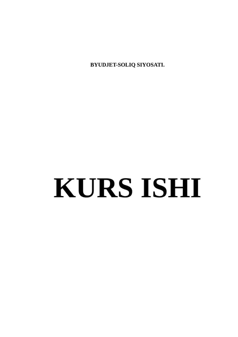 BYUDJET-SOLIQ SIYOSATI 1