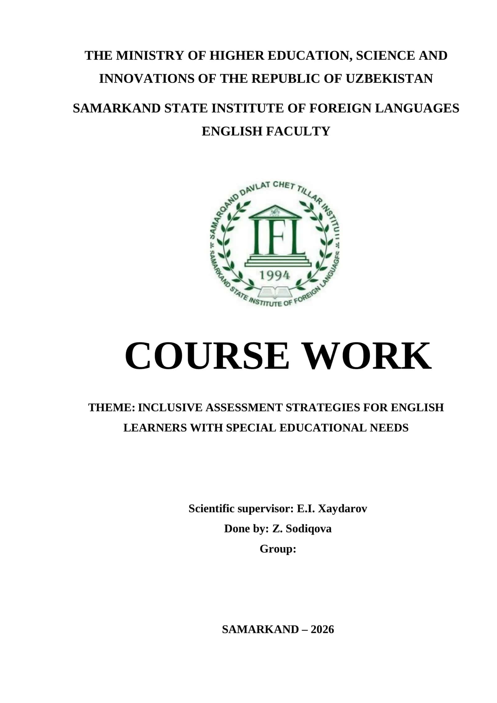 INCLUSIVE ASSESSMENT STRATEGIES FOR ENGLISH LEARNERS 1