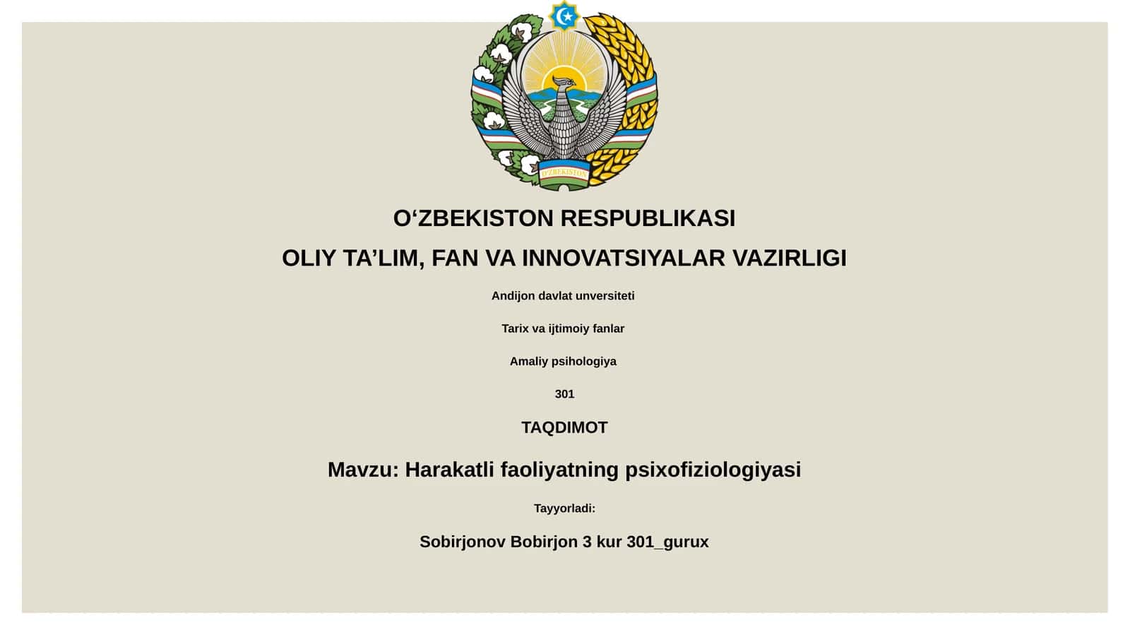 Harakatli faoliyatning psixofiziologiyasi 1