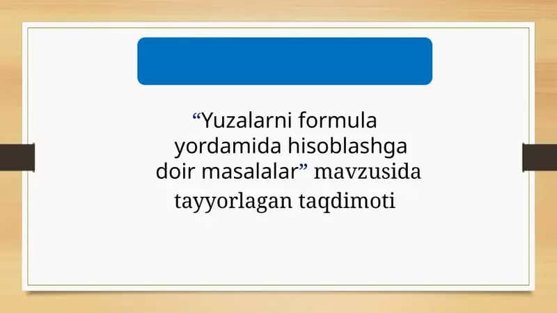Yuzalarni formula yordamida hisoblashga doir masalalar 1