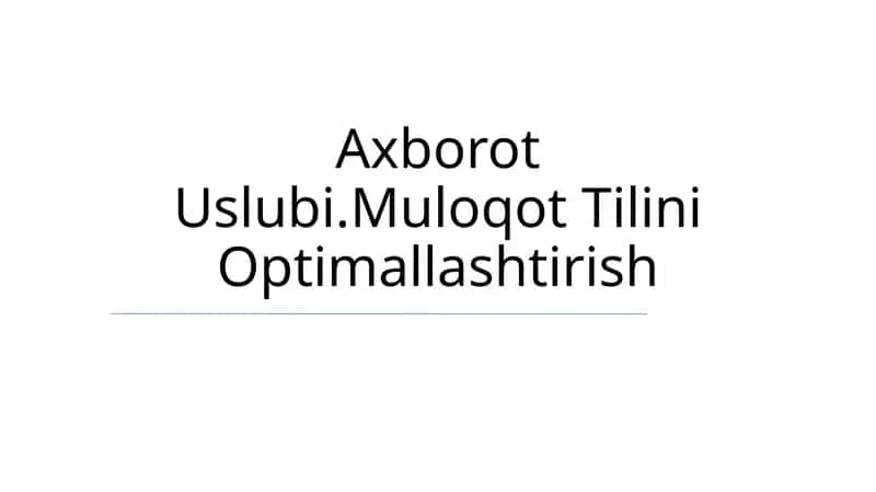 Muloqot Tilini Optimallashtirish 1