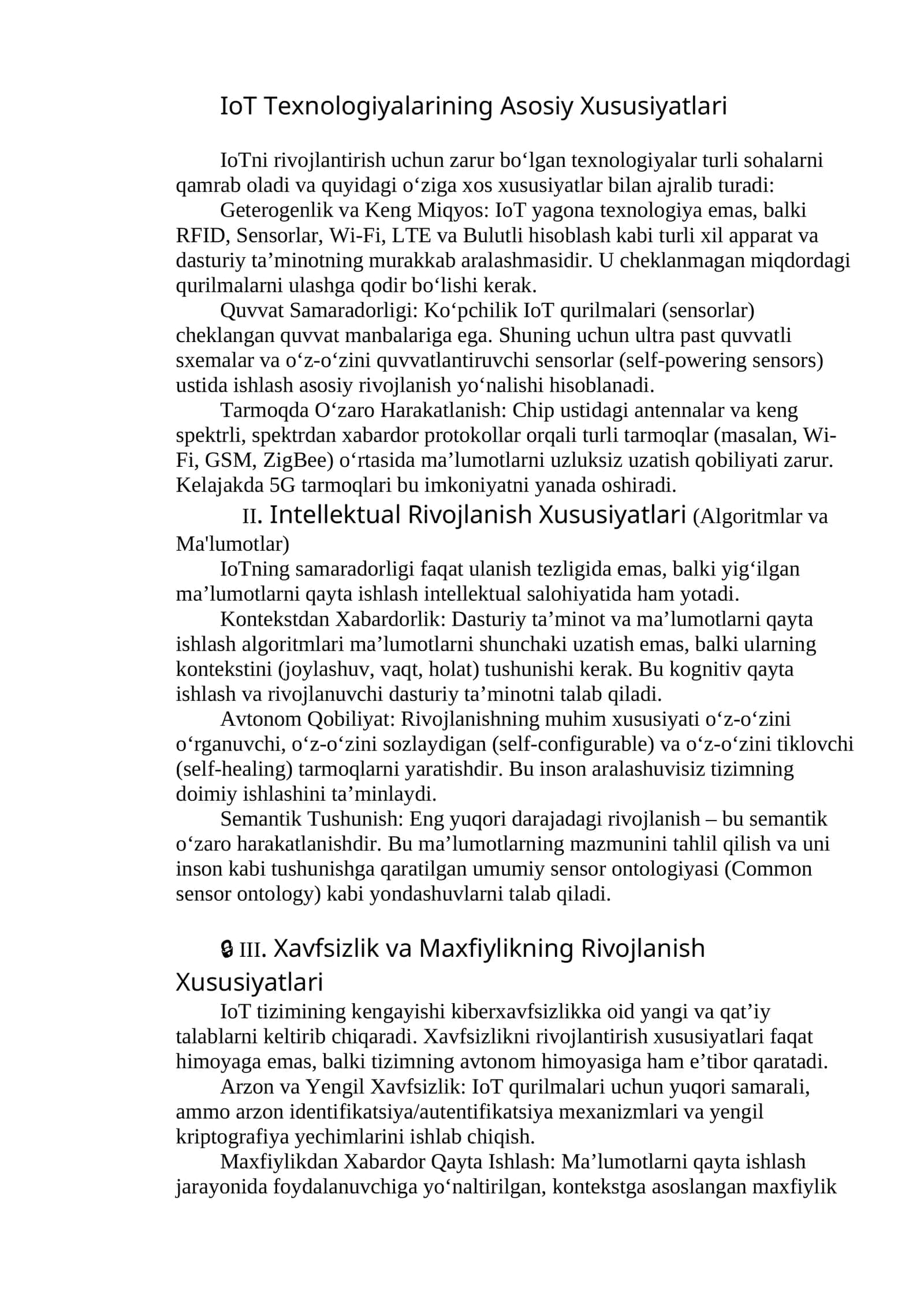 IoT Texnologiyalarining Asosiy Xususiyatlari 1