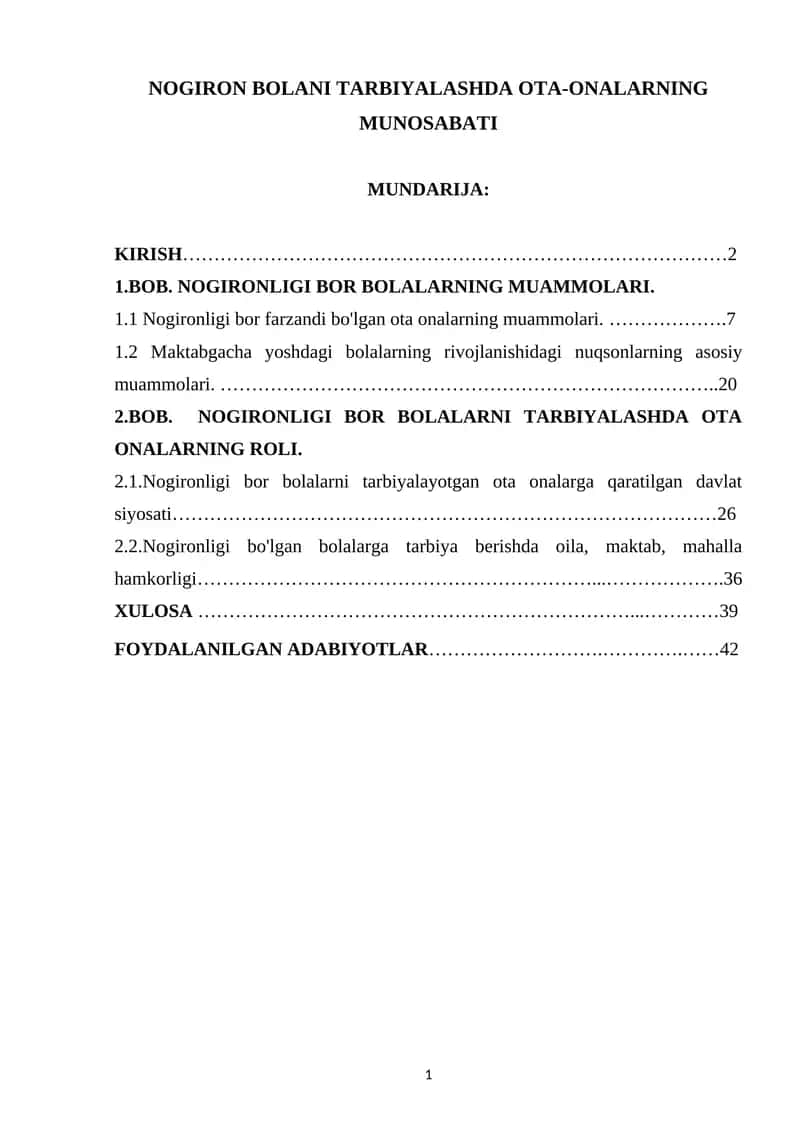 NOGIRON BOLANI TARBIYALASHDA OTA-ONALARNING MUNOSABATI 1